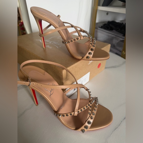 Christian Louboutin Brown Studded Sandals - Picture 2 of 5